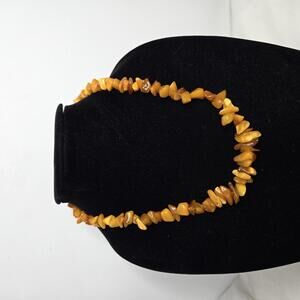 Vintage Butterscotch Amber Chip Necklace Honey Baltic Style Beaded